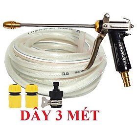 ️Evoucher Bộ dây vòi xịt nước rửa xe,tưới cây ,tăng áp 3 lần,loại 3m,5m 206318 đầu đồng,cút,nối nhựa đen+  đai