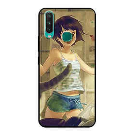 Ốp Lưng in cho Vivo Y12 Mẫu Cô Gái Anime Tóc Hồng - Hàng Chính Hãng