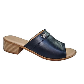 Dép Nữ Quai Ngang Cao Gót Da Bò Thật TiTi ĐÔ Cao Cấp 4cm DNU2174