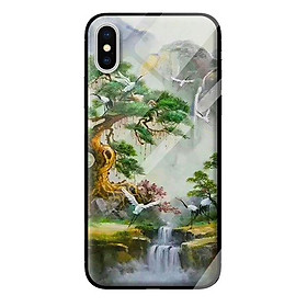 Ốp kính cường lực cho iPhone XS mẫu cảnh núi 2 - Hàng chính hãng