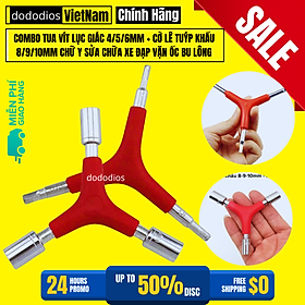 Combo Tua Vít Lục Giác 4/5/6mm + Cờ Lê Tuýp Khẩu 8/9/10mm Chữ Y Sửa Chữa Xe Đạp Vặn Ốc Bu Lông Đa Năng dododios