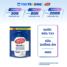 Nước rửa tay sạch khuẩn Lifebuoy Túi 400G - Sữa dưỡng ẩm