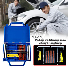 Bộ Hộp Dụng Cụ Vá Lốp Xe Lốp Không Săm Vá Lụi (vá ngoài) Bằng Thép Không Gỉ Cho Xe Oto, Xe Hơi Và Xe Máy DRU - Hàng Chính Hãng