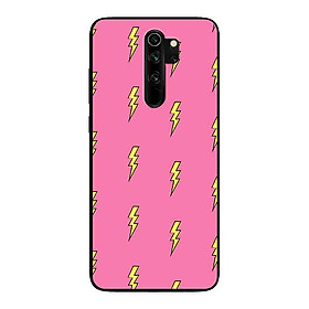 Ốp Lưng in cho Xiaomi Redmi Note 8 Pro Mẫu Tia Chớp Nền Hồng - Hàng Chính Hãng