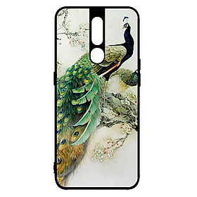 Ốp Lưng in cho Oppo F11 Pro Mẫu Chim Công Hoa Trắng - Hàng Chính Hãng