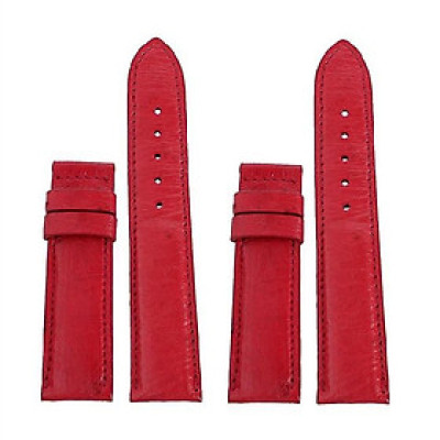 HC8445 - Dây đồng hồ Huy Hoàng da đà điểu da bụng size 22, 24, 26 màu đỏ