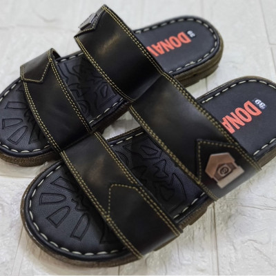 DÉP 02 QUAI NGANG DA BÒ 100% DA BÒ TỰ NHIÊN, ĐẾ CAO SU CHỐNG TRƠN, ĐI ÊM CHÂN