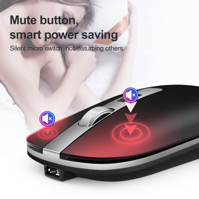 Chuột không dây HXSJ M50 Chế độ kép  2.4G dùng trong văn phòng với DPI có thể điều chỉnh cho máy tính xách tay PC - Màu bạc