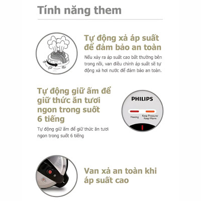 [HÀNG CHÍNH HÃNG] Nồi áp suất cơ Philips HD2103 - 5L - 900W | Hàng Chính Hãng
