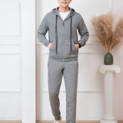 Bộ nỉ kéo khóa ALIGRO có mũ màu ghi nhạt BN.18