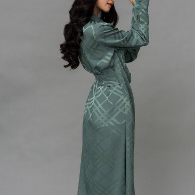 Đầm Công Sở Lụa Hàn, Đắp Chéo Thắt Dây Eo Maxivic, La Mộc - LM92105