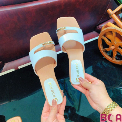 [THANH LỊCH - TRẺ TRUNG] Thiết Kế Dép Guốc Đế Xuồng Xỏ Ngón Cao Gót 5p RO731 ROSATA Đi Làm - Đi Chơi Đều Thoải