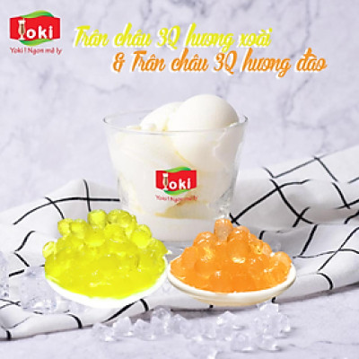 Combo Trân châu 3Q hương xoài Yoki và Trân châu 3Q hương đào Yoki