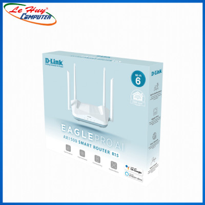 Bộ Phát Wi-Fi 6 Mesh D-Link R15 Eagle Pro AI Chuẩn AX1500 Tích Hợp AI - Hàng Chính Hãng