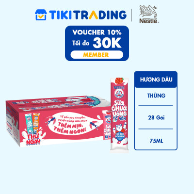 Thùng 28 gói Sữa chua Tổ Yến Nestlé Yogu Gấu Hương Dâu 28x75ml