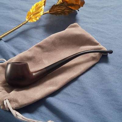 Tẩu thuốc gỗ đàn hương cao cấp kiều dài sang trọng ( tặng kèm 1 đế nhựa đựng tẩu và túi vải )