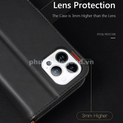 Bao da dành cho iPhone 16 Pro, iPhone 16 Pro Max hiệu Dux Ducis Hivo Series kiểu dáng thời trang cao cấp, dạng ví đưng tiền, đựng thẻ ATM, chống bụi bẩn chống va đập , chống vân tay - hàng chính hãng