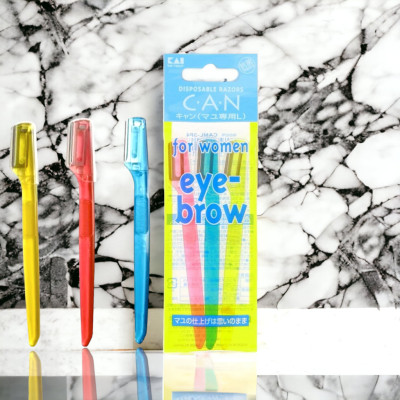 Dao Cạo Lông Mày Lưỡi Đơn Kai 004186 Razor Eye-Brow CAML-3P4 004183 (Set 3 Cây)