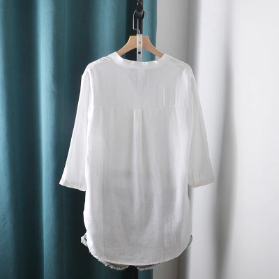 Áo sơ mi nữ cổ tàu tay lỡ, chất đũi mềm mát, màu sắc trẻ trung cho nữ Sm200