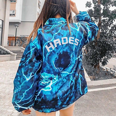 Áo khoác dù form rộng in phản quang, áo khoác dù nam nữ phong cách TH08