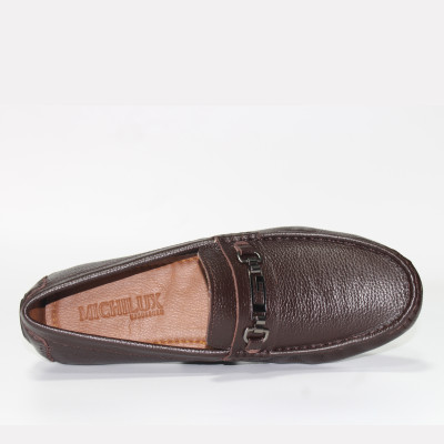 Giày MICHILUX Da Bò Thật Chính Hãng Horse Bit Moccasin CSHM0 Màu Nâu Sẫm