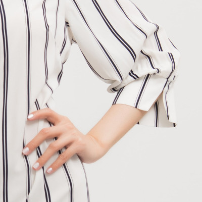 Đầm Lụa Đuôi Cá Tùng Nhún Bèo Sọc Maxivic, La Mộc - LM92110