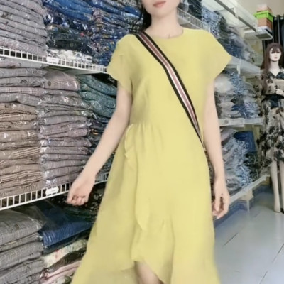 Đầm đuôi cá bất đối xứng suông nhẹ Myqlothing.