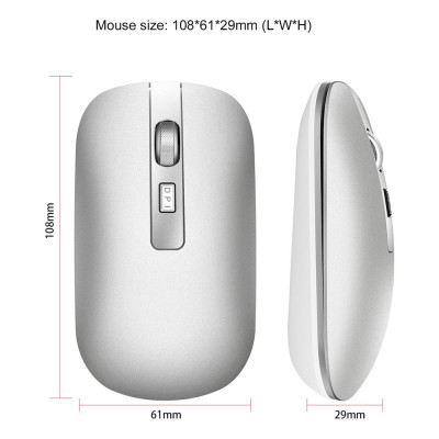 Chuột không dây HXSJ M50 Chế độ kép  2.4G dùng trong văn phòng với DPI có thể điều chỉnh cho máy tính xách tay PC - Màu bạc