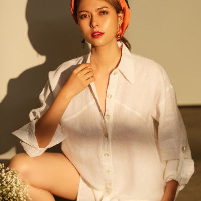 Áo Sơ Mi Oversized Linen Chiara TOP175 Thời trang thiết kế Hity