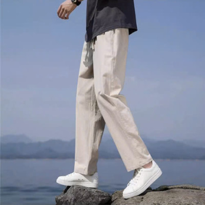 Quần nam ống rộng chất linen, bản eo bo chun kèm dây rút dễ mặc, che khuyết điểm tốt, thời trang trẻ