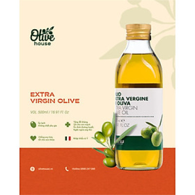 Dầu Olive Nguyên Chất 500ml (Extra Virgin Olive Oil) dùng cho bé ăn dặm, người ăn eat clean - thương hiệu Silarus nhập khẩu từ Ý