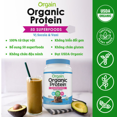 Date 12/26  Bột đạm thực vật và protein hữu cơ Orgain Mỹ vị vani 1220g - Organic Protein & Superfoods