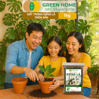 Đất Trồng Kiểng Lá Greenhome, Bao 1kg, Giá Thể Trộn Sẵn, Tiện Lợi Cho Monstera, Kiểng Lá