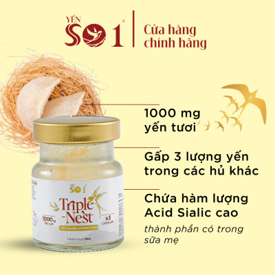 [Set 6 Lọ Yến 70ml] Yến Số 1 Chưng Sẵn Triple Nest Đường Phèn, Yến Thật, Yến Tươi