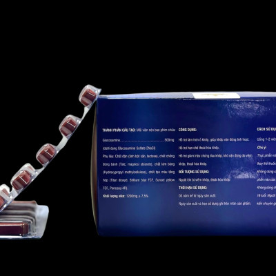 Viên uống bổ khớp Glucosamin 500 Kingphar, hộp 100v, hỗ trợ các vấn đề về xương khớp