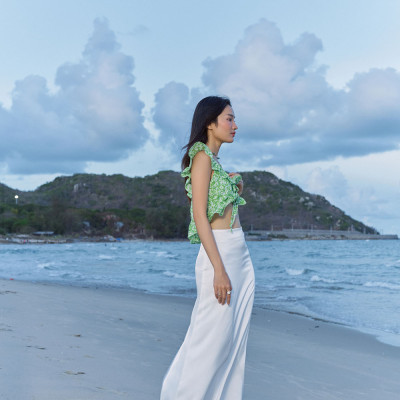 DOTTIE - Chân váy maxi vải satin - Trắng - S0168