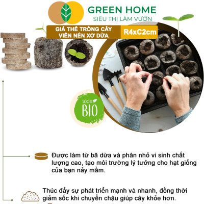Viên Nén Xơ Dừa Greenhome, Ươm Hạt Giống, Ươm Cây Con Tiện Lợi, Đầy Đủ Dinh Dưỡng, Cây Phát Triển Nhanh