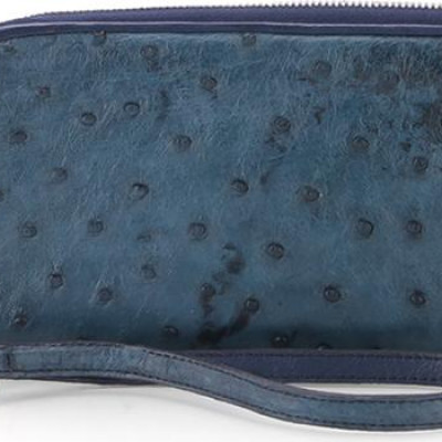 Ví Nữ Da Đà Điểu 2 Khóa Huy Hoàng HT3447 (11 x 22 cm) - Xanh Đậm