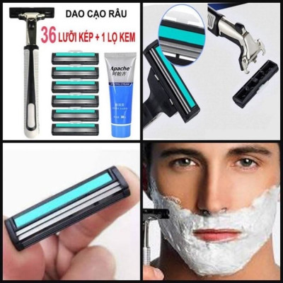 Combo vĩ dao cạo râu 36 lưỡi thay thế , kèm bàn cạo , tặng tuýp kem cạo râu cho nam vô cùng tiện lợi