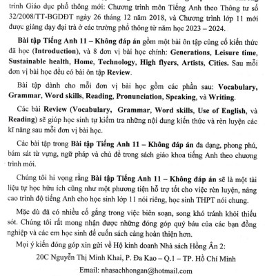 Bài Tập Tiếng Anh Lớp 11 - Theo Chương Trình Chân Trời Sáng Tạo (Kèm File Đáp Án)_HA