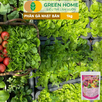 Phân Gà Greenhome, Bao 1kg, Nhập Khẩu Nhật, Viên Nén, Hữu Cơ Bón Rau, Quả