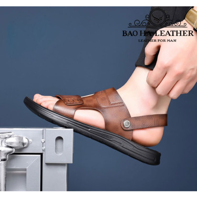 Dép nam quai ngang đơn giản BHD6651 Dép quai hậu da