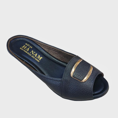 Dép Quai Ngang Nữ Đế Xuồng HÀ NAM Da Bò Thật Cao Cấp 4cm DNU2096