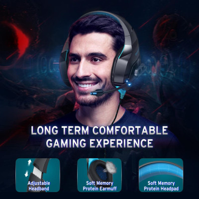 Tai nghe gắn trên đầu ONIKUMA K1B chơi game có dây với bộ điều khiển 50mm giảm tiếng ồn USB + Cổng 3,5 mm kép