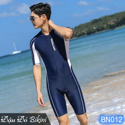 Bộ bơi nam liền quần đùi áo cộc tay & quần dài áo dài tay chống nắng, nam tính mạnh mẽ, chất đẹp co giãn mịn mát, có size lớn đến 95kg | BN012