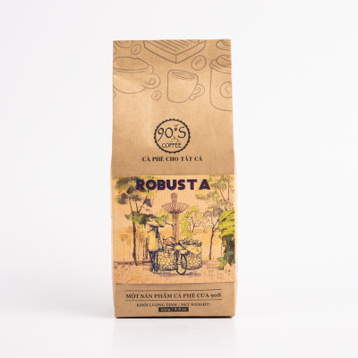 Cà Phê Robusta Rang Xay Nguyên Chất - Dạng Bột - 90S Coffee Vietnam - 100% Cà Phê Sạch Cao Cấp