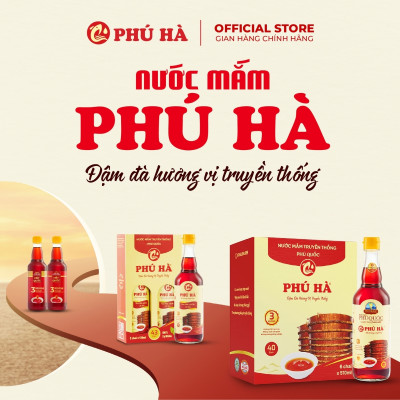 Nước mắm truyền thống Phú Quốc Phú Hà 40 độ đạm - Hộp 2 chai 510ml