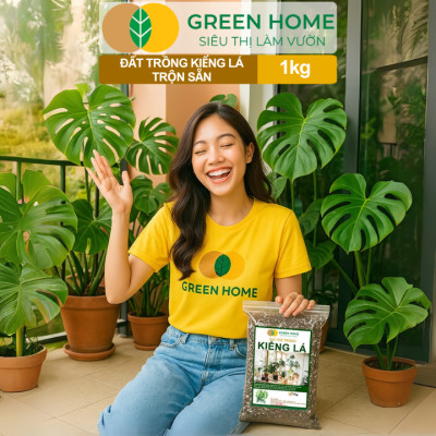 Đất Trồng Kiểng Lá Greenhome, Bao 1kg, Giá Thể Trộn Sẵn, Tiện Lợi Cho Monstera, Kiểng Lá