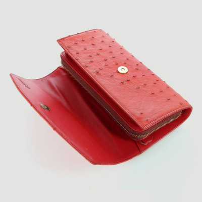 Túi xách nữ da đà điểu Huy Hoàng đeo chéo màu đỏ HT6434