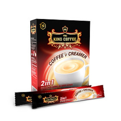 Cà Phê và Bột Kem Không Sữa 2IN1 KING COFFEE - Hộp 15 gói x 10g